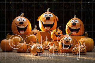 Dog-O-Lanterns Pumpkins Halloween Pet Pumpkins Fabric Backdrop-Fabric Photography Backdrop-Snobby Drops Fabric Backdrops for Photography, Exclusive Designs by Tara Mapes Photography, Enchanted Eye Creations by Tara Mapes, photography backgrounds, photography backdrops, fast shipping, US backdrops, cheap photography backdrops