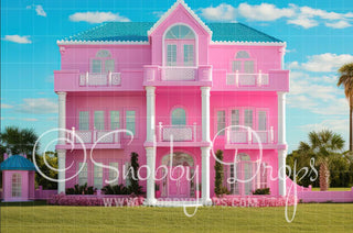 Doll Dreamhouse Mansion Fabric Backdrop-Fabric Photography Backdrop-Snobby Drops Fabric Backdrops for Photography, Exclusive Designs by Tara Mapes Photography, Enchanted Eye Creations by Tara Mapes, photography backgrounds, photography backdrops, fast shipping, US backdrops, cheap photography backdrops