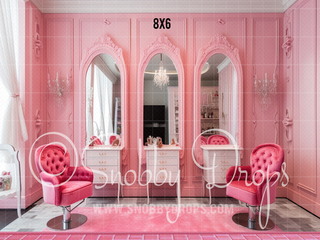 Dolly Pink Salon Fabric Backdrop-Fabric Photography Backdrop-Snobby Drops Fabric Backdrops for Photography, Exclusive Designs by Tara Mapes Photography, Enchanted Eye Creations by Tara Mapes, photography backgrounds, photography backdrops, fast shipping, US backdrops, cheap photography backdrops