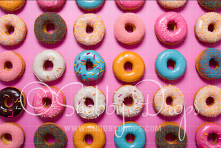 Donut Wall Cake Smash Fabric Backdrop-Fabric Photography Backdrop-Snobby Drops Fabric Backdrops for Photography, Exclusive Designs by Tara Mapes Photography, Enchanted Eye Creations by Tara Mapes, photography backgrounds, photography backdrops, fast shipping, US backdrops, cheap photography backdrops