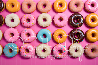 Donuts Cake Smash Fabric Backdrop-Fabric Photography Backdrop-Snobby Drops Fabric Backdrops for Photography, Exclusive Designs by Tara Mapes Photography, Enchanted Eye Creations by Tara Mapes, photography backgrounds, photography backdrops, fast shipping, US backdrops, cheap photography backdrops