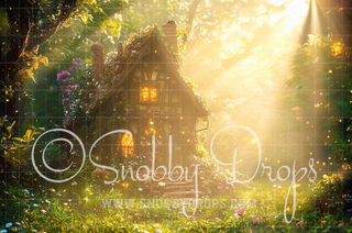 Dreamy Dwarve's Cottage Fabric Backdrop-Fabric Photography Backdrop-Snobby Drops Fabric Backdrops for Photography, Exclusive Designs by Tara Mapes Photography, Enchanted Eye Creations by Tara Mapes, photography backgrounds, photography backdrops, fast shipping, US backdrops, cheap photography backdrops