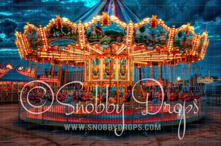 Dreamy Moving Carnival Carousel Fabric Backdrop-Fabric Photography Backdrop-Snobby Drops Fabric Backdrops for Photography, Exclusive Designs by Tara Mapes Photography, Enchanted Eye Creations by Tara Mapes, photography backgrounds, photography backdrops, fast shipping, US backdrops, cheap photography backdrops