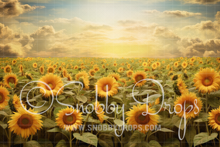 Dreamy Sunflowers Field Fabric Backdrop-Fabric Photography Backdrop-Snobby Drops Fabric Backdrops for Photography, Exclusive Designs by Tara Mapes Photography, Enchanted Eye Creations by Tara Mapes, photography backgrounds, photography backdrops, fast shipping, US backdrops, cheap photography backdrops