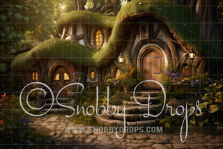 Dwarve's Cottage Fabric Backdrop-Fabric Photography Backdrop-Snobby Drops Fabric Backdrops for Photography, Exclusive Designs by Tara Mapes Photography, Enchanted Eye Creations by Tara Mapes, photography backgrounds, photography backdrops, fast shipping, US backdrops, cheap photography backdrops