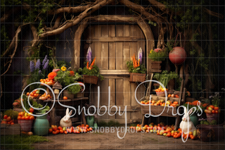 Easter Burrow Door Fabric Backdrop-Fabric Photography Backdrop-Snobby Drops Fabric Backdrops for Photography, Exclusive Designs by Tara Mapes Photography, Enchanted Eye Creations by Tara Mapes, photography backgrounds, photography backdrops, fast shipping, US backdrops, cheap photography backdrops