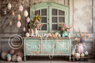 Easter Cabinet Kitchen Fabric Backdrop-Fabric Photography Backdrop-Snobby Drops Fabric Backdrops for Photography, Exclusive Designs by Tara Mapes Photography, Enchanted Eye Creations by Tara Mapes, photography backgrounds, photography backdrops, fast shipping, US backdrops, cheap photography backdrops