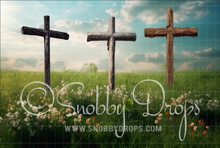 Easter Crosses Fabric Backdrop-Fabric Photography Backdrop-Snobby Drops Fabric Backdrops for Photography, Exclusive Designs by Tara Mapes Photography, Enchanted Eye Creations by Tara Mapes, photography backgrounds, photography backdrops, fast shipping, US backdrops, cheap photography backdrops