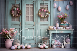 Easter Door Fabric Backdrop-Fabric Photography Backdrop-Snobby Drops Fabric Backdrops for Photography, Exclusive Designs by Tara Mapes Photography, Enchanted Eye Creations by Tara Mapes, photography backgrounds, photography backdrops, fast shipping, US backdrops, cheap photography backdrops