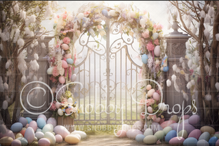 Easter Egg Arch Easter Fabric Backdrop-Fabric Photography Backdrop-Snobby Drops Fabric Backdrops for Photography, Exclusive Designs by Tara Mapes Photography, Enchanted Eye Creations by Tara Mapes, photography backgrounds, photography backdrops, fast shipping, US backdrops, cheap photography backdrops