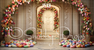 Easter Egg Door Fabric Backdrop-Fabric Photography Backdrop-Snobby Drops Fabric Backdrops for Photography, Exclusive Designs by Tara Mapes Photography, Enchanted Eye Creations by Tara Mapes, photography backgrounds, photography backdrops, fast shipping, US backdrops, cheap photography backdrops