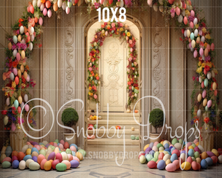 Easter Egg Door Fabric Backdrop-Fabric Photography Backdrop-Snobby Drops Fabric Backdrops for Photography, Exclusive Designs by Tara Mapes Photography, Enchanted Eye Creations by Tara Mapes, photography backgrounds, photography backdrops, fast shipping, US backdrops, cheap photography backdrops