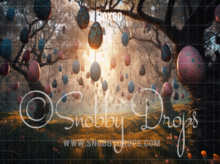 Easter Egg Trees Fabric Backdrop-Fabric Photography Backdrop-Snobby Drops Fabric Backdrops for Photography, Exclusive Designs by Tara Mapes Photography, Enchanted Eye Creations by Tara Mapes, photography backgrounds, photography backdrops, fast shipping, US backdrops, cheap photography backdrops