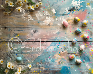 Easter Eggs and Daisies Fabric Wee Drop-Fabric Photography Backdrop-Snobby Drops Fabric Backdrops for Photography, Exclusive Designs by Tara Mapes Photography, Enchanted Eye Creations by Tara Mapes, photography backgrounds, photography backdrops, fast shipping, US backdrops, cheap photography backdrops