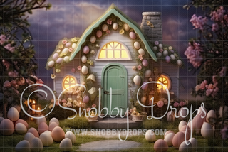 Easter House Fabric Backdrop-Fabric Photography Backdrop-Snobby Drops Fabric Backdrops for Photography, Exclusive Designs by Tara Mapes Photography, Enchanted Eye Creations by Tara Mapes, photography backgrounds, photography backdrops, fast shipping, US backdrops, cheap photography backdrops