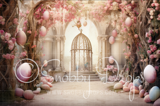 Easter Land Entrance Fabric Backdrop-Fabric Photography Backdrop-Snobby Drops Fabric Backdrops for Photography, Exclusive Designs by Tara Mapes Photography, Enchanted Eye Creations by Tara Mapes, photography backgrounds, photography backdrops, fast shipping, US backdrops, cheap photography backdrops