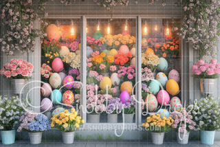 Easter Shop Fabric Backdrop-Fabric Photography Backdrop-Snobby Drops Fabric Backdrops for Photography, Exclusive Designs by Tara Mapes Photography, Enchanted Eye Creations by Tara Mapes, photography backgrounds, photography backdrops, fast shipping, US backdrops, cheap photography backdrops