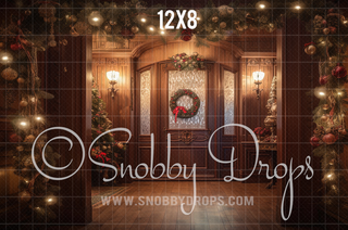 Elegant Christmas Foyer Fabric Backdrop-Fabric Photography Backdrop-Snobby Drops Fabric Backdrops for Photography, Exclusive Designs by Tara Mapes Photography, Enchanted Eye Creations by Tara Mapes, photography backgrounds, photography backdrops, fast shipping, US backdrops, cheap photography backdrops