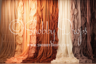 Elegant Shades of Brown Curtains Dance Backdrop-Fabric Photography Backdrop-Snobby Drops Fabric Backdrops for Photography, Exclusive Designs by Tara Mapes Photography, Enchanted Eye Creations by Tara Mapes, photography backgrounds, photography backdrops, fast shipping, US backdrops, cheap photography backdrops