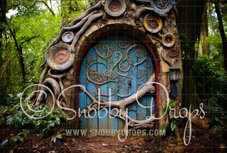 Fairy Tree Door Fabric Backdrop-Fabric Photography Backdrop-Snobby Drops Fabric Backdrops for Photography, Exclusive Designs by Tara Mapes Photography, Enchanted Eye Creations by Tara Mapes, photography backgrounds, photography backdrops, fast shipping, US backdrops, cheap photography backdrops