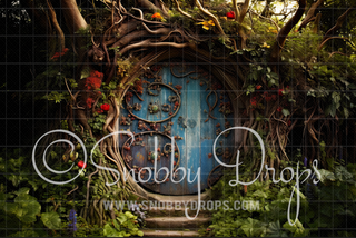 Fairy Tree Door Fabric Backdrop-Fabric Photography Backdrop-Snobby Drops Fabric Backdrops for Photography, Exclusive Designs by Tara Mapes Photography, Enchanted Eye Creations by Tara Mapes, photography backgrounds, photography backdrops, fast shipping, US backdrops, cheap photography backdrops