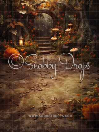 Fall Fairy Arch Forest Fabric Backdrop Sweep-Fabric Photography Sweep-Snobby Drops Fabric Backdrops for Photography, Exclusive Designs by Tara Mapes Photography, Enchanted Eye Creations by Tara Mapes, photography backgrounds, photography backdrops, fast shipping, US backdrops, cheap photography backdrops