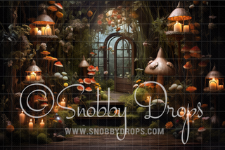 Fall Mushroom Garden Fairy Fabric Backdrop-Fabric Photography Backdrop-Snobby Drops Fabric Backdrops for Photography, Exclusive Designs by Tara Mapes Photography, Enchanted Eye Creations by Tara Mapes, photography backgrounds, photography backdrops, fast shipping, US backdrops, cheap photography backdrops