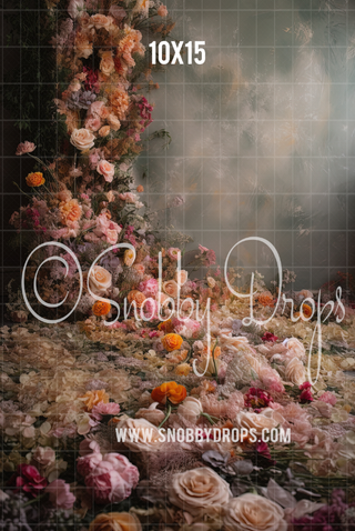 Falling Flowers Fine Art Fabric Backdrop Sweep-Fabric Photography Sweep-Snobby Drops Fabric Backdrops for Photography, Exclusive Designs by Tara Mapes Photography, Enchanted Eye Creations by Tara Mapes, photography backgrounds, photography backdrops, fast shipping, US backdrops, cheap photography backdrops