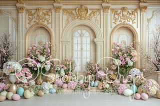 Fancy Schmancy Easter Room Fabric Backdrop-Fabric Photography Backdrop-Snobby Drops Fabric Backdrops for Photography, Exclusive Designs by Tara Mapes Photography, Enchanted Eye Creations by Tara Mapes, photography backgrounds, photography backdrops, fast shipping, US backdrops, cheap photography backdrops