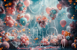 Fantasy Cloud and Balloons Magic Room Fabric Backdrop-Fabric Photography Backdrop-Snobby Drops Fabric Backdrops for Photography, Exclusive Designs by Tara Mapes Photography, Enchanted Eye Creations by Tara Mapes, photography backgrounds, photography backdrops, fast shipping, US backdrops, cheap photography backdrops