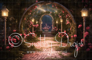 Fantasy Garden Path Fabric Backdrop-Fabric Photography Backdrop-Snobby Drops Fabric Backdrops for Photography, Exclusive Designs by Tara Mapes Photography, Enchanted Eye Creations by Tara Mapes, photography backgrounds, photography backdrops, fast shipping, US backdrops, cheap photography backdrops