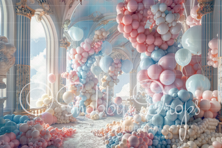 Fantasy Pastel Balloon Room Fabric Backdrop-Fabric Photography Backdrop-Snobby Drops Fabric Backdrops for Photography, Exclusive Designs by Tara Mapes Photography, Enchanted Eye Creations by Tara Mapes, photography backgrounds, photography backdrops, fast shipping, US backdrops, cheap photography backdrops