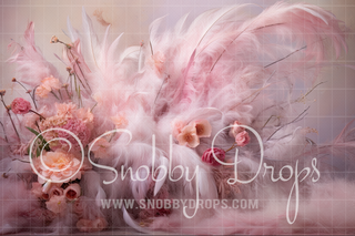 Feathers and Flowers Fine Art Fabric Backdrop Sweep-Fabric Photography Sweep-Snobby Drops Fabric Backdrops for Photography, Exclusive Designs by Tara Mapes Photography, Enchanted Eye Creations by Tara Mapes, photography backgrounds, photography backdrops, fast shipping, US backdrops, cheap photography backdrops