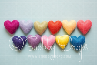 Felted Hearts Fabric Backdrop-Fabric Photography Backdrop-Snobby Drops Fabric Backdrops for Photography, Exclusive Designs by Tara Mapes Photography, Enchanted Eye Creations by Tara Mapes, photography backgrounds, photography backdrops, fast shipping, US backdrops, cheap photography backdrops