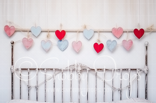 Felted Hearts Valentine Headboard Fabric Backdrop-Fabric Photography Backdrop-Snobby Drops Fabric Backdrops for Photography, Exclusive Designs by Tara Mapes Photography, Enchanted Eye Creations by Tara Mapes, photography backgrounds, photography backdrops, fast shipping, US backdrops, cheap photography backdrops