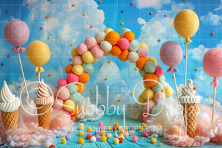 Feltsy Ice Cream Candy Arch Felted Style Fabric Backdrop-Fabric Photography Backdrop-Snobby Drops Fabric Backdrops for Photography, Exclusive Designs by Tara Mapes Photography, Enchanted Eye Creations by Tara Mapes, photography backgrounds, photography backdrops, fast shipping, US backdrops, cheap photography backdrops