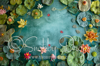 Feltsy Lily Pads Felted Style Fabric Backdrop-Fabric Photography Backdrop-Snobby Drops Fabric Backdrops for Photography, Exclusive Designs by Tara Mapes Photography, Enchanted Eye Creations by Tara Mapes, photography backgrounds, photography backdrops, fast shipping, US backdrops, cheap photography backdrops