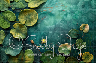 Feltsy Lily Pads Pond Felted Style Fabric Backdrop-Fabric Photography Backdrop-Snobby Drops Fabric Backdrops for Photography, Exclusive Designs by Tara Mapes Photography, Enchanted Eye Creations by Tara Mapes, photography backgrounds, photography backdrops, fast shipping, US backdrops, cheap photography backdrops