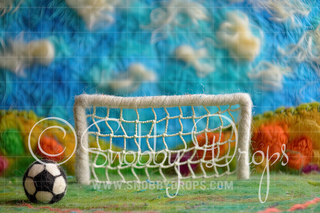 Feltsy Soccer Goal Felted Style Fabric Backdrop-Fabric Photography Backdrop-Snobby Drops Fabric Backdrops for Photography, Exclusive Designs by Tara Mapes Photography, Enchanted Eye Creations by Tara Mapes, photography backgrounds, photography backdrops, fast shipping, US backdrops, cheap photography backdrops