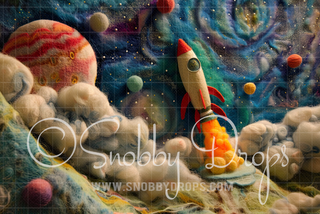 Feltsy Spaceship Felted Style Fabric Backdrop-Fabric Photography Backdrop-Snobby Drops Fabric Backdrops for Photography, Exclusive Designs by Tara Mapes Photography, Enchanted Eye Creations by Tara Mapes, photography backgrounds, photography backdrops, fast shipping, US backdrops, cheap photography backdrops