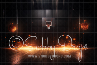 Fiery Basketball Court Sports Fabric Backdrop-Fabric Photography Backdrop-Snobby Drops Fabric Backdrops for Photography, Exclusive Designs by Tara Mapes Photography, Enchanted Eye Creations by Tara Mapes, photography backgrounds, photography backdrops, fast shipping, US backdrops, cheap photography backdrops