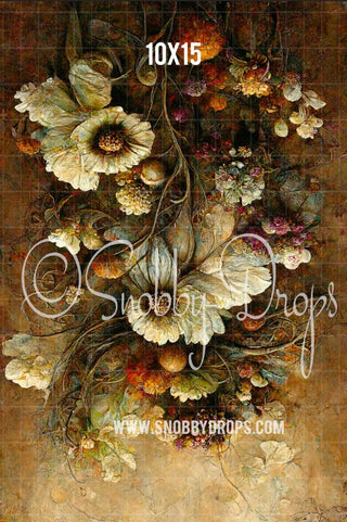 Fine Art Floral Earth Fabric Backdrop Sweep-Fabric Photography Sweep-Snobby Drops Fabric Backdrops for Photography, Exclusive Designs by Tara Mapes Photography, Enchanted Eye Creations by Tara Mapes, photography backgrounds, photography backdrops, fast shipping, US backdrops, cheap photography backdrops