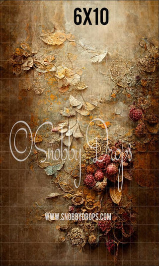 Fine Art Floral Earth Tones Fabric Backdrop Sweep-Fabric Photography Sweep-Snobby Drops Fabric Backdrops for Photography, Exclusive Designs by Tara Mapes Photography, Enchanted Eye Creations by Tara Mapes, photography backgrounds, photography backdrops, fast shipping, US backdrops, cheap photography backdrops