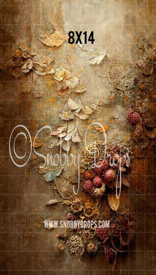 Fine Art Floral Earth Tones Fabric Backdrop Sweep-Fabric Photography Sweep-Snobby Drops Fabric Backdrops for Photography, Exclusive Designs by Tara Mapes Photography, Enchanted Eye Creations by Tara Mapes, photography backgrounds, photography backdrops, fast shipping, US backdrops, cheap photography backdrops