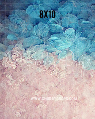 Fine Art Floral Pink and Blue Fabric Backdrop Sweep-Fabric Photography Sweep-Snobby Drops Fabric Backdrops for Photography, Exclusive Designs by Tara Mapes Photography, Enchanted Eye Creations by Tara Mapes, photography backgrounds, photography backdrops, fast shipping, US backdrops, cheap photography backdrops