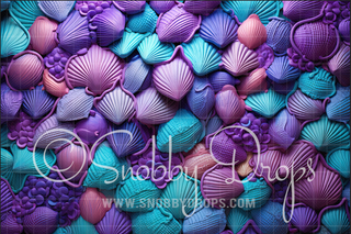 Fine Art Mermaid Shells and Things Fabric Backdrop-Fabric Photography Backdrop-Snobby Drops Fabric Backdrops for Photography, Exclusive Designs by Tara Mapes Photography, Enchanted Eye Creations by Tara Mapes, photography backgrounds, photography backdrops, fast shipping, US backdrops, cheap photography backdrops