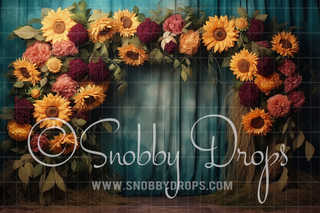 Fine Art Sunflower Arch Fabric Backdrop-Fabric Photography Backdrop-Snobby Drops Fabric Backdrops for Photography, Exclusive Designs by Tara Mapes Photography, Enchanted Eye Creations by Tara Mapes, photography backgrounds, photography backdrops, fast shipping, US backdrops, cheap photography backdrops