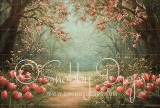 Fine Art Tulip Path Fabric Backdrop-Fabric Photography Backdrop-Snobby Drops Fabric Backdrops for Photography, Exclusive Designs by Tara Mapes Photography, Enchanted Eye Creations by Tara Mapes, photography backgrounds, photography backdrops, fast shipping, US backdrops, cheap photography backdrops