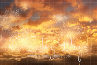 Fireworks at Sunset Fabric Backdrop-Fabric Photography Backdrop-Snobby Drops Fabric Backdrops for Photography, Exclusive Designs by Tara Mapes Photography, Enchanted Eye Creations by Tara Mapes, photography backgrounds, photography backdrops, fast shipping, US backdrops, cheap photography backdrops