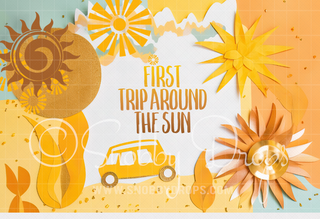 First Trip Around the Sun Cake Smash Fabric Backdrop-Fabric Photography Backdrop-Snobby Drops Fabric Backdrops for Photography, Exclusive Designs by Tara Mapes Photography, Enchanted Eye Creations by Tara Mapes, photography backgrounds, photography backdrops, fast shipping, US backdrops, cheap photography backdrops